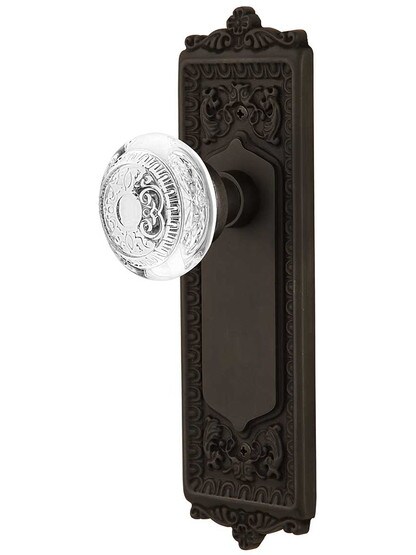 Egg and Dart Door Set with Matching Crystal-Glass Knobs in Oil-Rubbed Bronze.